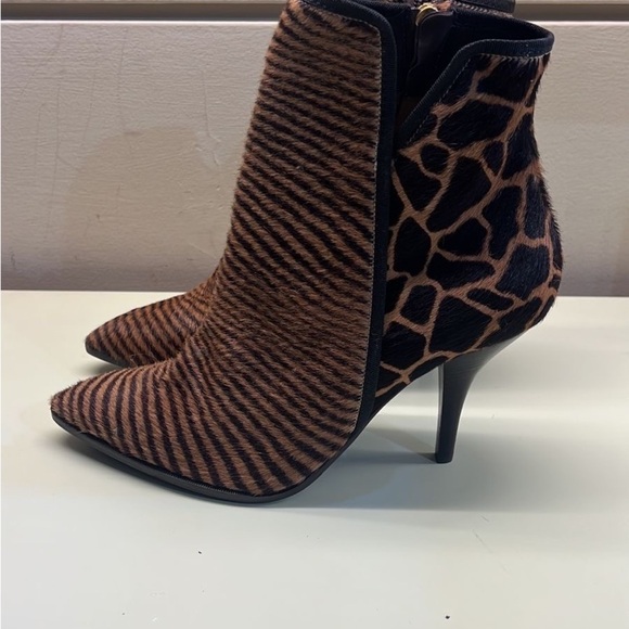 Bruno Magli Brown and Black Heeled Boots with Giraffe Print - Picture 9 of 9